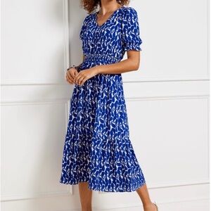 Talbots Stretch Crepe Cropped Paisley Print Midi Dress NWT
